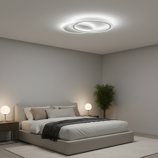 LED chandelier with remote control LUCY 27W, 2 Circles, Cold/Warm/Neutral light, Dimmable, White LED chandelier with remote control Default Title Alessandro Design