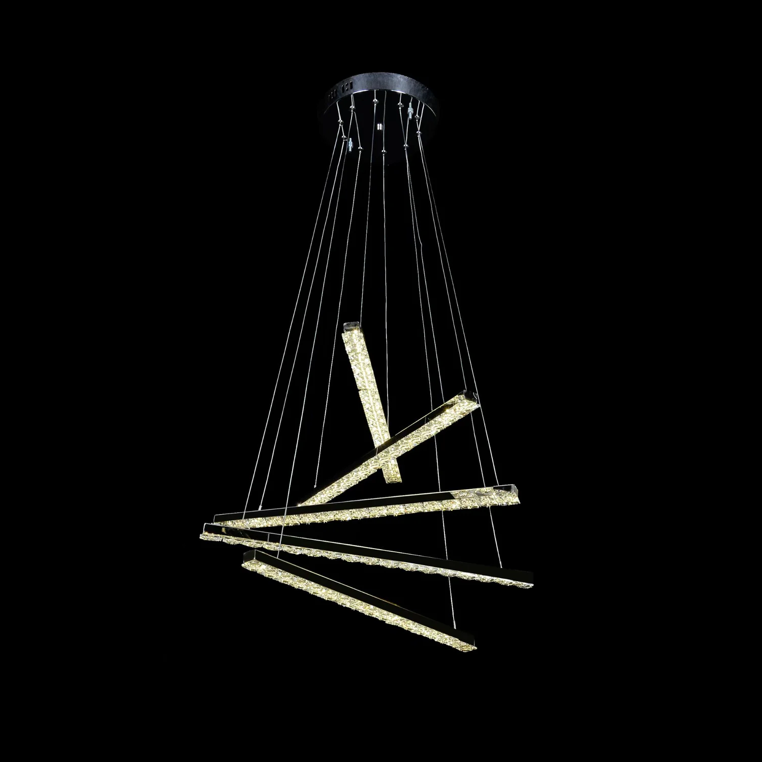 Lustra LED suspendata cu telecomanda si cristal LIBORIA 64W, lumina Rece/Calda/Neutra, Dimabila, Crom Lucios Lustre LED cu Telecomanda Default Title Alessandro Design