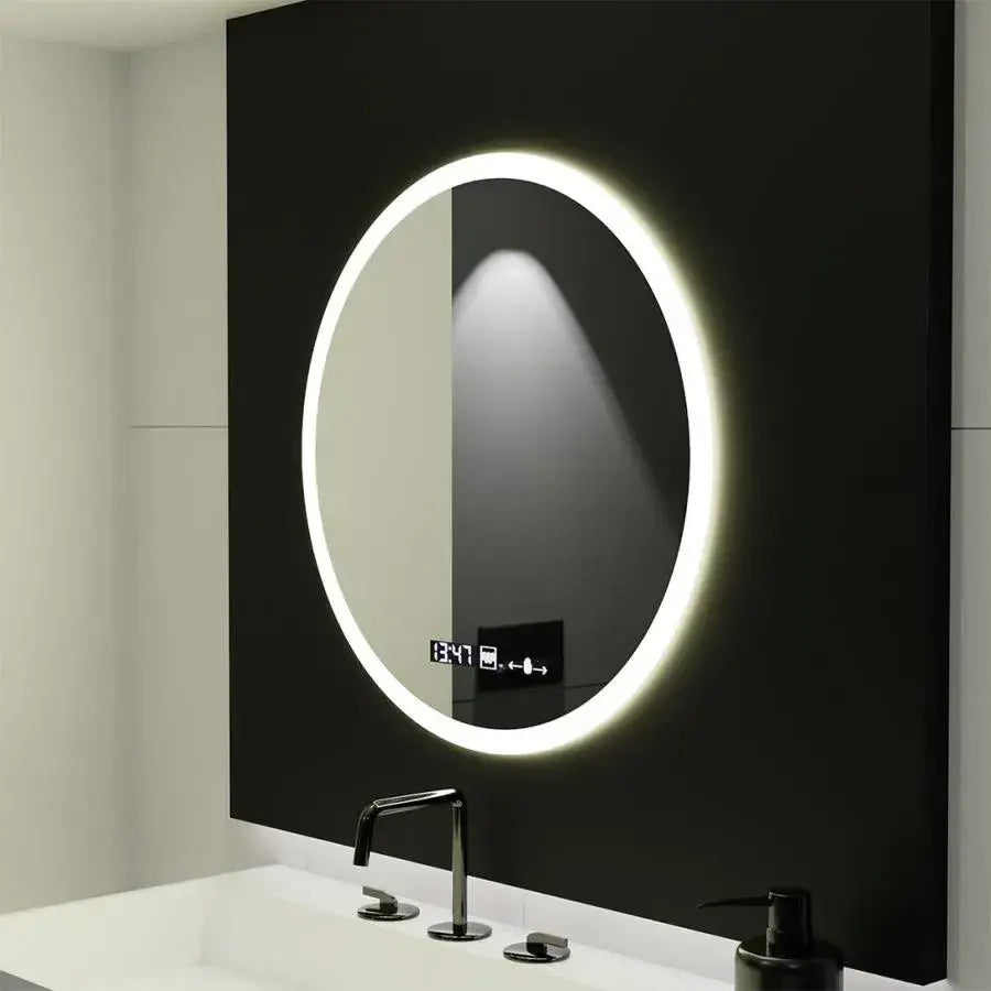 LED Round Mirror, 70cm, Elysee MotionGlow Marcello, De-fogging System, Clock & Thermometer, Dimabila Mirrors Marcello Default Title Alessandro Design