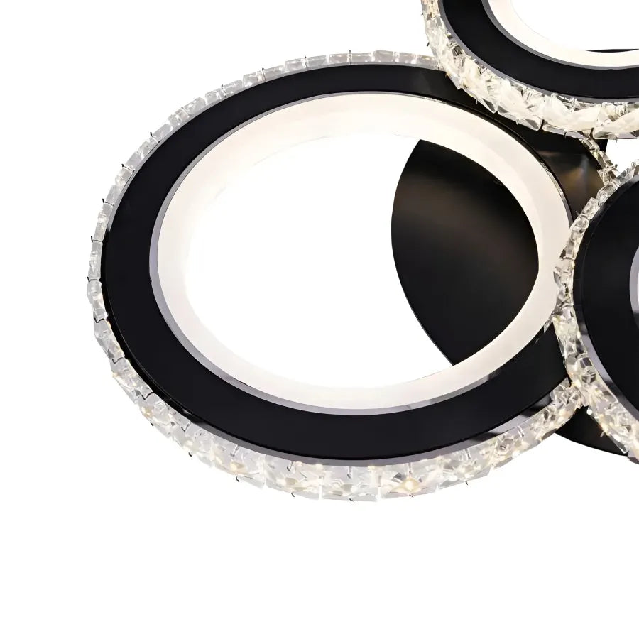 LED chandelier with remote control and crystal NOVA ROTONDA RGB 68W, 4 Circles, Cold/Warm/Neutral light, Dimmable, Black Crystal LED Chandeliers Default Title Alessandro Design
