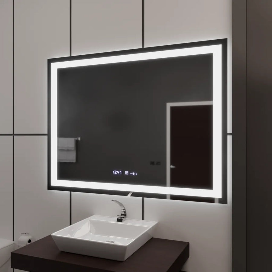 Rectangular LED mirror 120x80cm Vérité MotionGlow Marcello, Demisting System, Clock & Thermometer, Dimmable Mirrors Marcello Default Title Alessandro Design