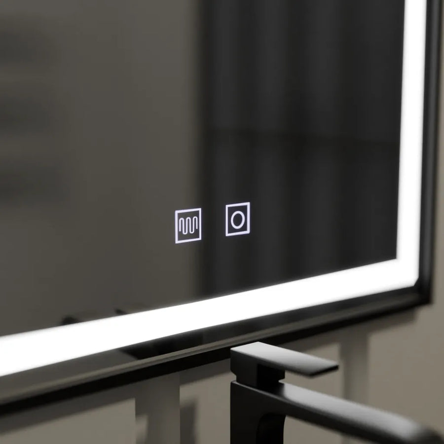 Rectangular LED Mirror 60x90cm EDGE Touch Demister System, Black Frame Mirrors Korman E Default Title Alessandro Design