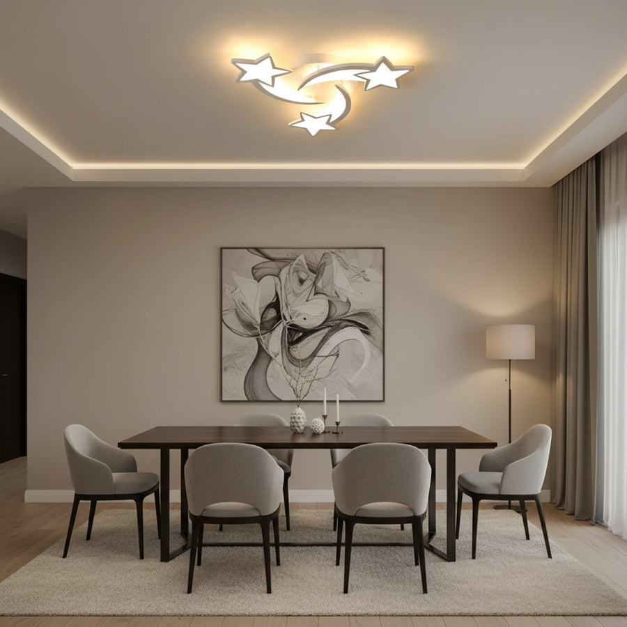 LED chandelier with remote control IPOMOEA 51W, 3 Stars, Cold/Warm/Neutral light, Dimmable, White LED chandelier with remote control Default Title Alessandro Design