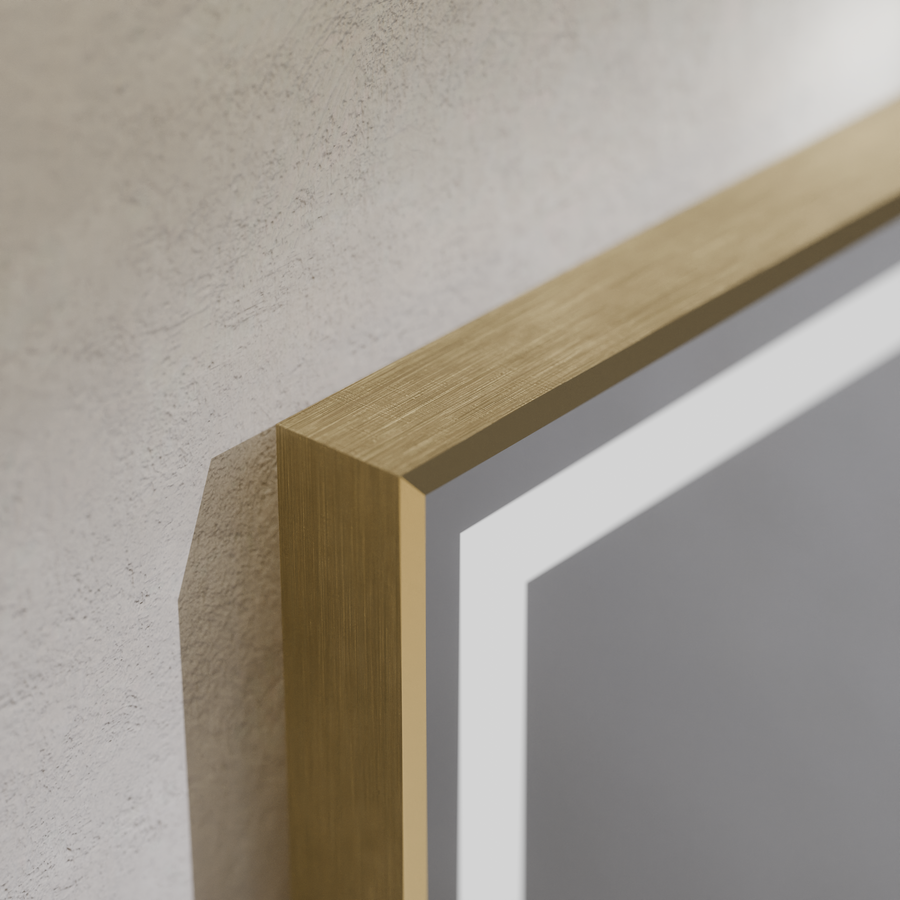 Rectangular LED Mirror, 60x80cm, Verite Royale Gold MotionGlow Marcello, De-fogging System, Clock & Thermometer, Dimable Mirrors Marcello Default Title Alessandro Design