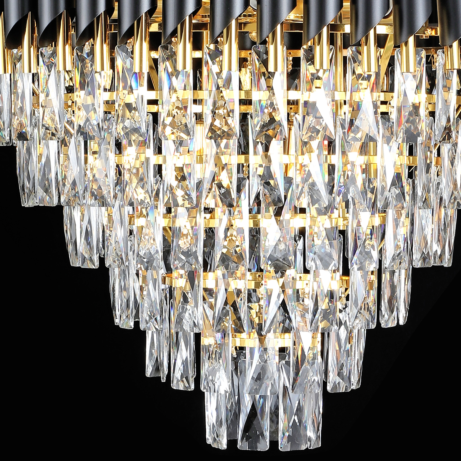 Crystal Chandelier CC900/800X1200, 23xE14, Diameter 80cm, Height 120cm, Shiny Gold and Black, Adjustable Height, Elegant Design Crystal Chandeliers Default Title Alessandro Design