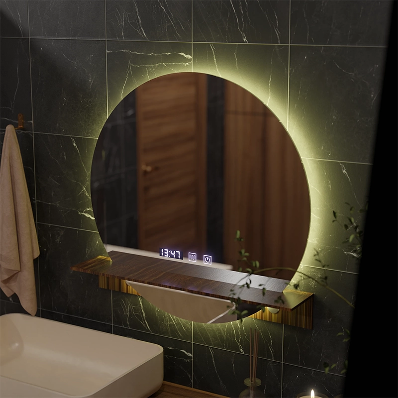 Mirror LED Touch Alfred De-fogging System, Clock and Temperature 60x60 cm With Integrated Support