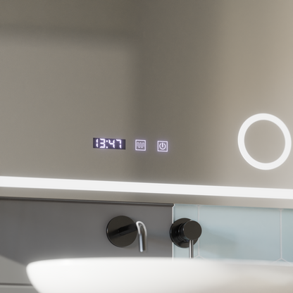 LED Touch Mirror NIVERA De-fogging System, Clock and Temperature 80x60 cm Cosmetic Magnifier Mirrors Korman S Default Title Alessandro Design