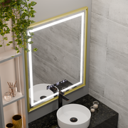 Rectangular LED Mirror, 75x90cm, Verite Royale Gold MotionGlow Marcello, De-fogging System, Clock & Thermometer, Dimable Mirrors Marcello Default Title Alessandro Design
