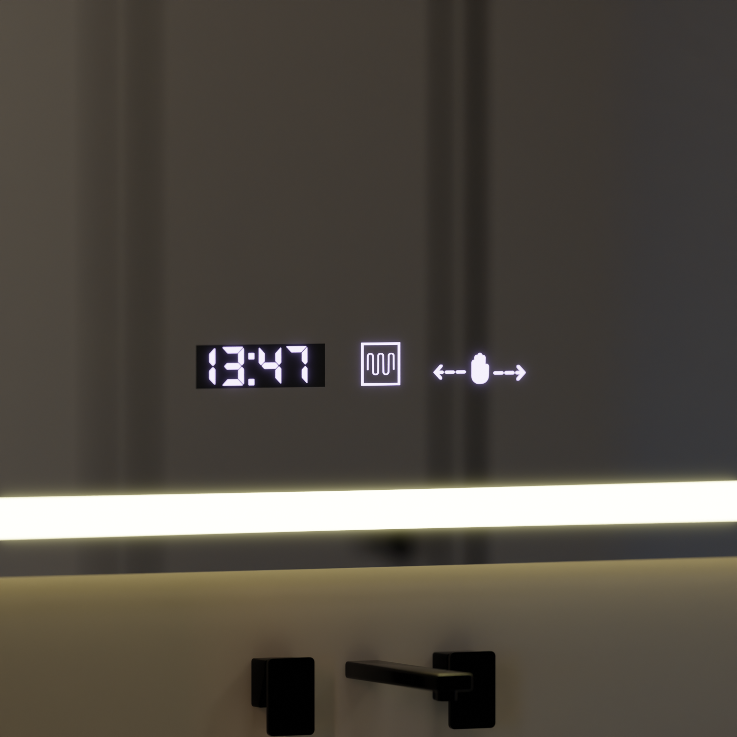 Rectangular LED Mirror 120x80cm Vérité MotionGlow Marcello, De-fogging System, Clock & Thermometer, Dimable W09/120X80BTRGB Mirrors Marcello Default Title Alessandro Design