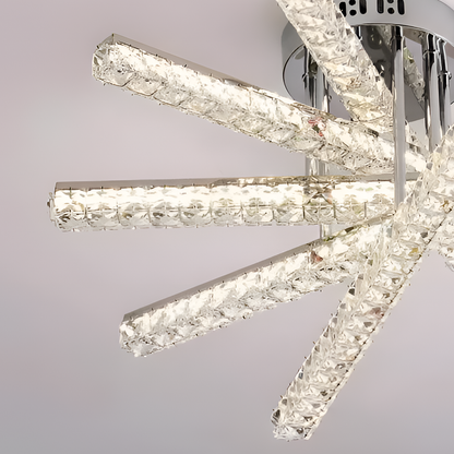 LED chandelier with remote control LUELLA 79W 5 Elements, Linear, Cold/Warm/Neutral light, Dimmable, Silver Crystal LED Chandelier Default Title Alessandro Design