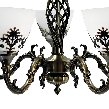 Rustic Chandelier COTTAGE, 5XE27, Antique Bronze, Metal and Glass Classic Candelabra Default Title Alessandro Design
