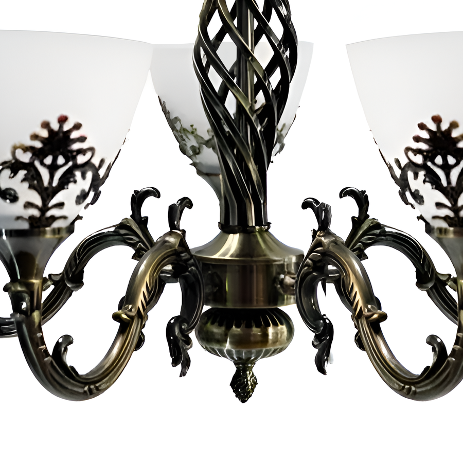 Rustic Chandelier COTTAGE, 5XE27, Antique Bronze, Metal and Glass Classic Candelabra Default Title Alessandro Design