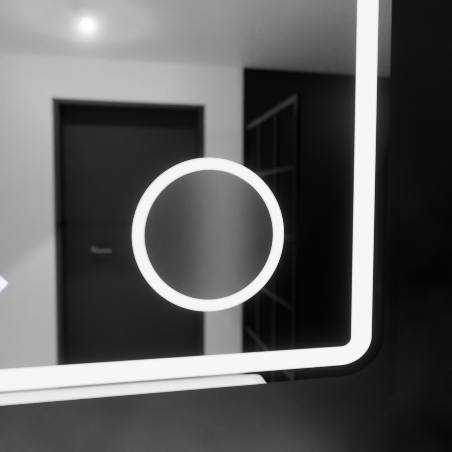 Rectangular LED Mirror, 80x60cm, Riflesso MotionGlow Marcello, De-fogging System, Clock & Thermometer, Cosmetic Magnifier, Dimable Marcello Mirrors Default Title Alessandro Design