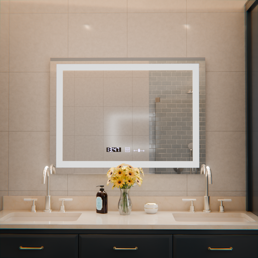Rectangular LED Mirror, 80x60cm, Verite MotionGlow Marcello, De-fogging System, Clock & Thermometer, Dimable Mirrors Marcello Default Title Alessandro Design