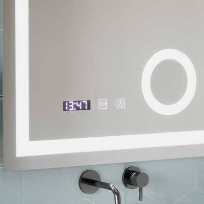 LED Touch Mirror NIVERA De-fogging System, Clock and Temperature 60x80 cm Cosmetic Magnifier Mirrors Korman S Default Title Alessandro Design