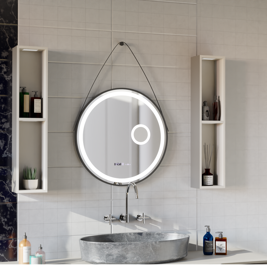 LED Round Mirror, 11W, 60cm, Micah Marcello MotionGlow Sensor, Demister System, Clock & Thermometer, Cosmetic Magnifier, Dimable Marcello Mirrors Default Title Alessandro Design