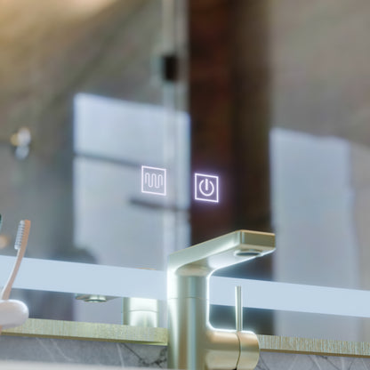 Kariri LED Touch Mirror, 80x60 cm, Demister function, Rose Gold Brushed Frame Mirrors Korman E Default Title Alessandro Design