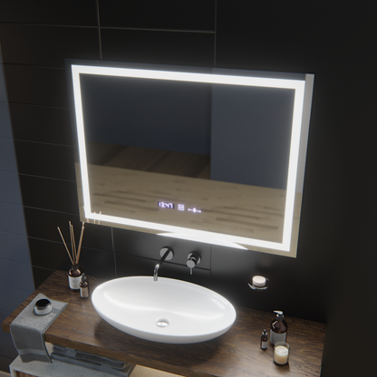 Rectangular LED Mirror, 100x75cm, Verite MotionGlow Marcello, De-fogging System, Clock & Thermometer, Dimable Marcello Mirrors Default Title Alessandro Design