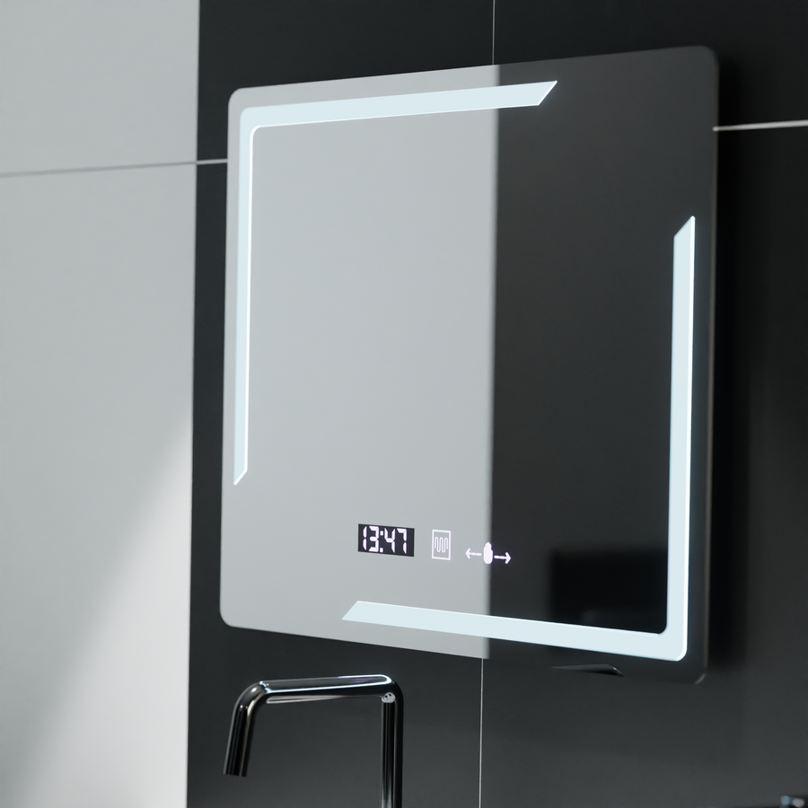 Rectangular LED mirror, 80x60cm, Rayonnement MotionGlow Marcello, Demister System, Clock & Thermometer, Dimable Mirrors Marcello Default Title Alessandro Design