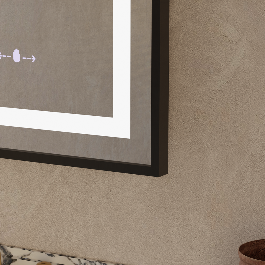 Rectangular LED Mirror, 50x70cm, Verite Majeste Noir Motion Glow Marcello, De-fogging System, Clock & Thermometer, Dimable Mirrors Marcello Default Title Alessandro Design