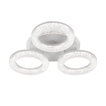 FREJA LED Chandelier with Remote Control, 50W, 3000K/4000K/6000K, Dimmable, White, Crystals, 3 Circles LED Chandeliers with Remote Control Default Title Alessandro Design