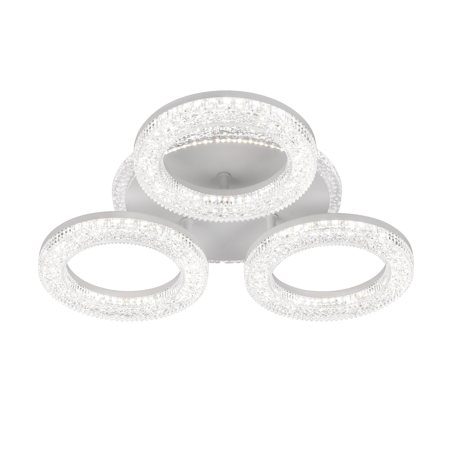 FREJA LED Chandelier with Remote Control, 50W, 3000K/4000K/6000K, Dimmable, White, Crystals, 3 Circles LED Chandeliers with Remote Control Default Title Alessandro Design