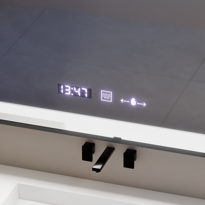 Rectangular LED Mirror, 80x60cm, Verite Majeste Noir Motion Glow Marcello, De-fogging System, Clock & Thermometer, Dimable Mirrors Marcello Default Title Alessandro Design