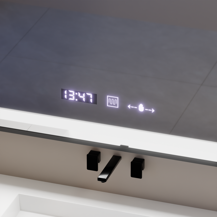 Rectangular LED Mirror, 80x60cm, Verite Majeste Noir Motion Glow Marcello, De-fogging System, Clock & Thermometer, Dimable Mirrors Marcello Default Title Alessandro Design