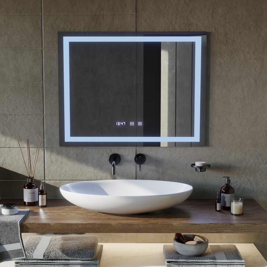 LED Touch MODENA Mirror De-fogging System, Clock and Temperature 80x60 cm Mirrors Korman S Default Title Alessandro Design