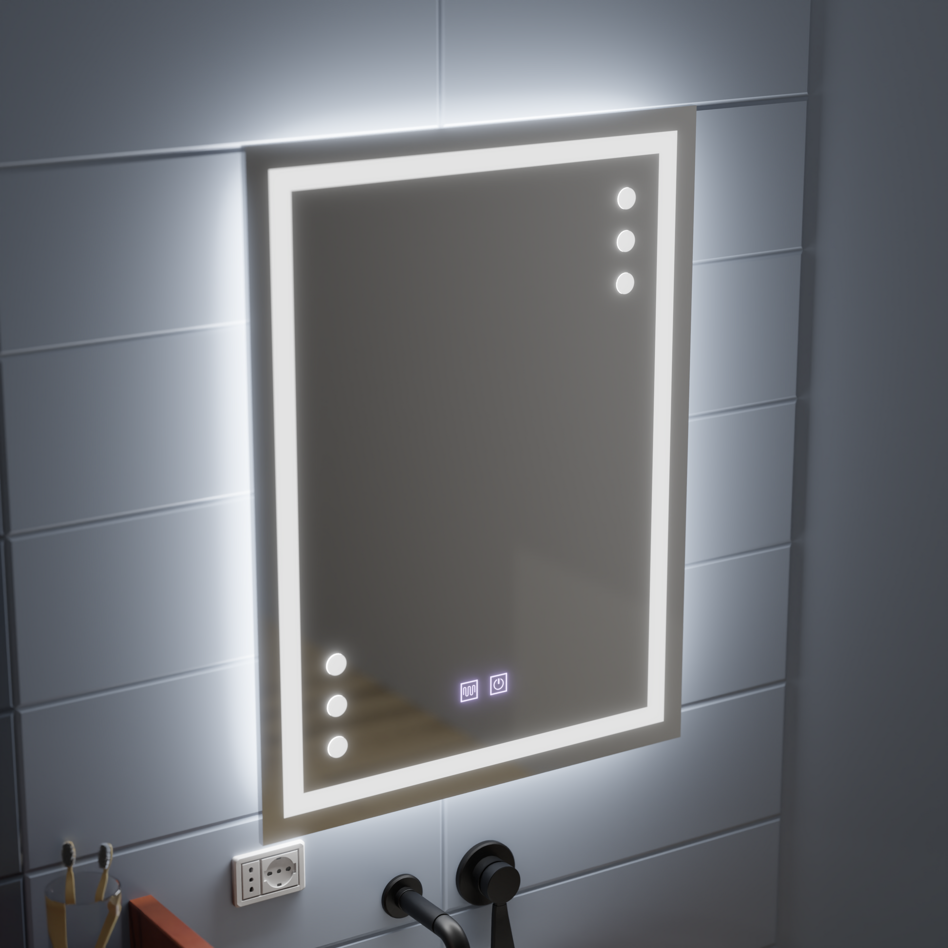 Mirror LED Touch Infima Demist System 60X80cm Mirrors Korman E Default Title Alessandro Design