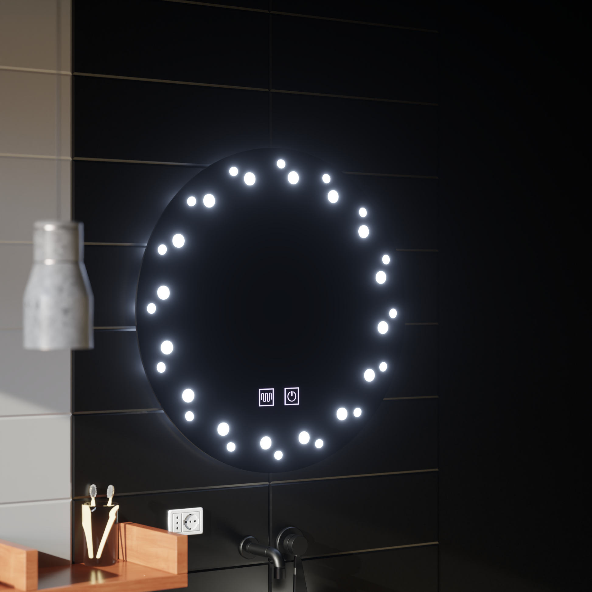 Mirror LED Touch Ivory Demist System 50X50cm Mirrors Korman E Default Title Alessandro Design