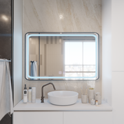 Rectangular LED Mirror 100x65cm EDGE Touch Demist System, Black Frame Mirrors Korman E Default Title Alessandro Design