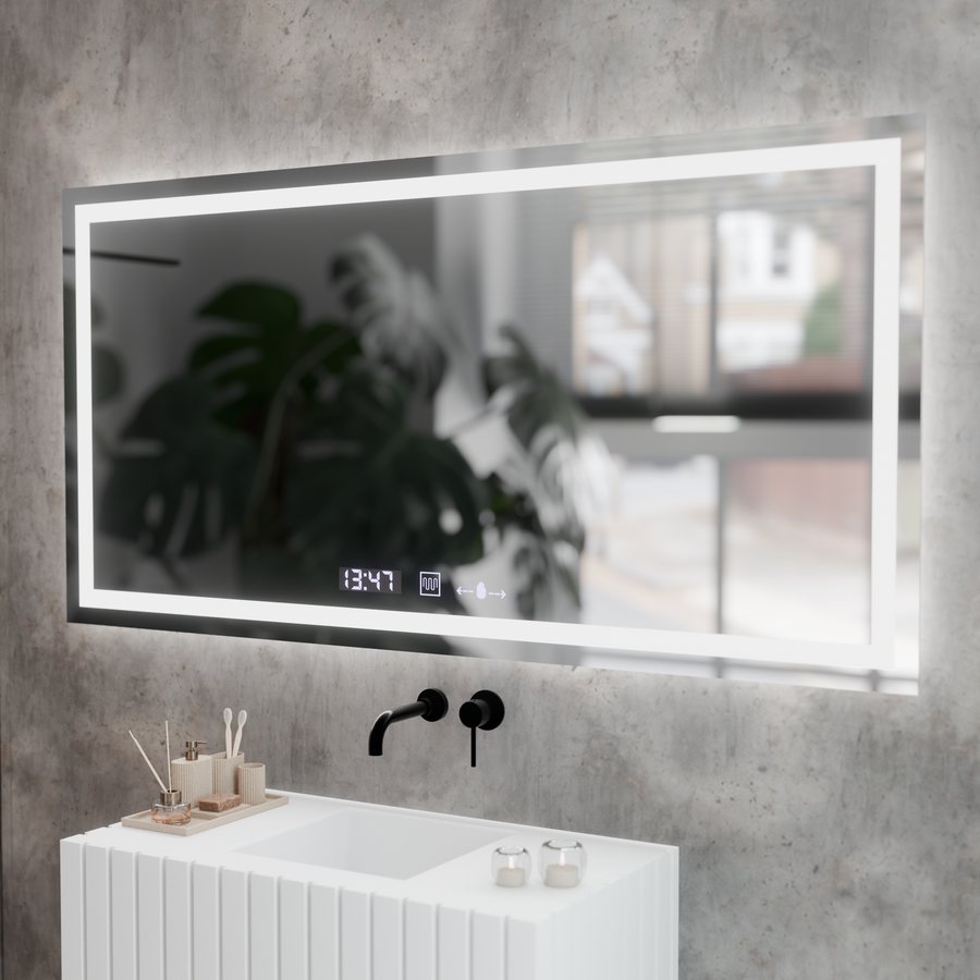 Rectangular LED mirror, 120x60cm, Verite MotionGlow Marcello, Demisting System, Clock & Thermometer, Dimable Mirrors Marcello Default Title Alessandro Design