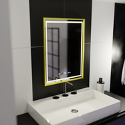 Rectangular LED Mirror, 50x70cm, Verite Royale Gold Motion Glow Marcello, De-fogging System, Clock & Thermometer, Dimable Mirrors Marcello Default Title Alessandro Design