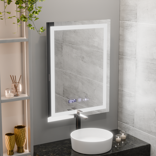 Rectangular LED mirror, 75x90cm, Verite MotionGlow Marcello, Demister System, Clock & Thermometer, Dimable Mirrors Marcello Default Title Alessandro Design