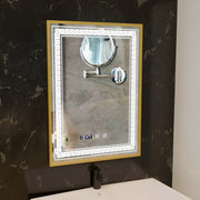 Mirror LED Touch Bruno Demister System, Clock and Temperature 60x80 cm Brushed Gold Frame, S84/60X80 Mirrors Korman S Default Title Alessandro Design