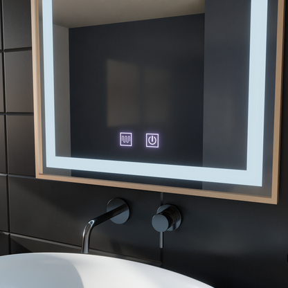 Kariri LED Touch Mirror, 60x80 cm, Demister function, Gold Rose Brushed Frame Mirrors Korman E Default Title Alessandro Design