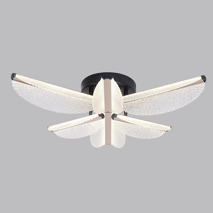 Lustra LED cu Telecomanda TULLIO 67W, 6 Petale, lumina Rece/Calda/Neutra, Dimabila, Negru Lustre LED cu Telecomanda Default Title Alessandro Design