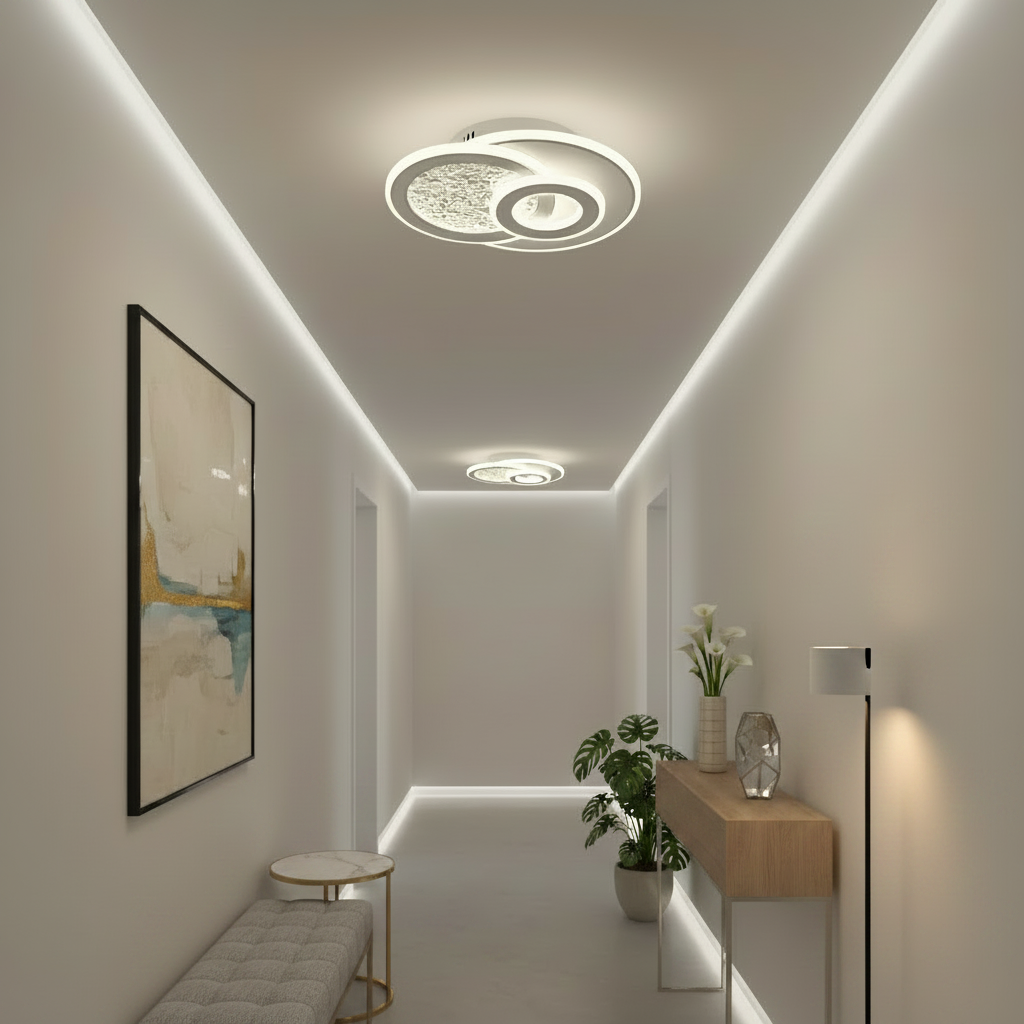 KOMPACTO LED Chandelier 47W, 3 Circles, Cold/Warm/Neutral light, White LED Chandeliers Default Title Alessandro Design