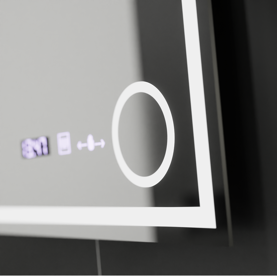 Rectangular LED Mirror, 60x60cm, Souverain MotionGlow Marcello, De-fogging System, Clock & Thermometer, Cosmetic Magnifier, Dimable Marcello Mirrors Default Title Alessandro Design
