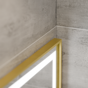Oglinda LED Rectangulara, 80x60cm, Eclat MotionGlow Marcello, Sistem Dezaburire, Ceas & Termometru, Lupa Cosmetica, Dimabila, Rama Auriu Brushed Oglinzi Marcello Default Title Alessandro Design