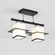 Aramis Classic Chandelier with Wood Square Shade 2X E27 Gray Black Classic Chandeliers Default Title Alessandro Design