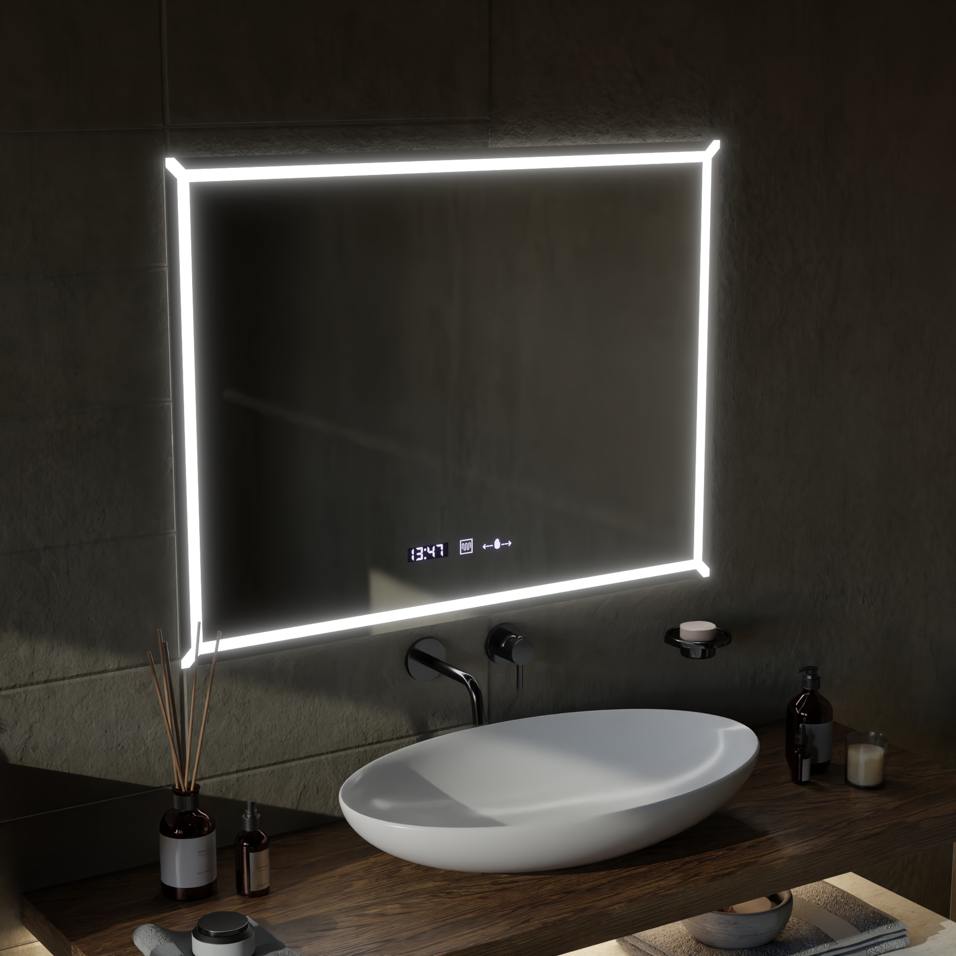 Rectangular LED mirror, 80x60cm, VillayTouch Marcello, Demisting System, Dimabila Mirrors Marcello Default Title Alessandro Design