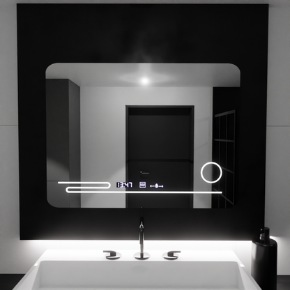 Rectangular LED mirror, 80x60cm, Harmonie MotionGlow Marcello, De-fogging System, Thermometer and Clock, Cosmetic Magnifier, Dimable Mirrors Marcello Default Title Alessandro Design