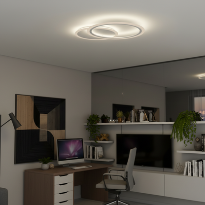 LED chandelier with remote control LUCY 27W, 2 Circles, Cold/Warm/Neutral light, Dimmable, White LED chandelier with remote control Default Title Alessandro Design