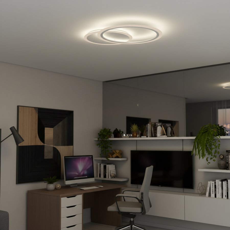 LED chandelier with remote control LUCY 27W, 2 Circles, Cold/Warm/Neutral light, Dimmable, White LED chandelier with remote control Default Title Alessandro Design