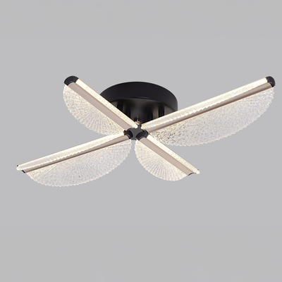 LED Chandelier with Remote Control TULLIO 43W, 4 Petals, Cold/Warm/Neutral light, Dimmable, Black