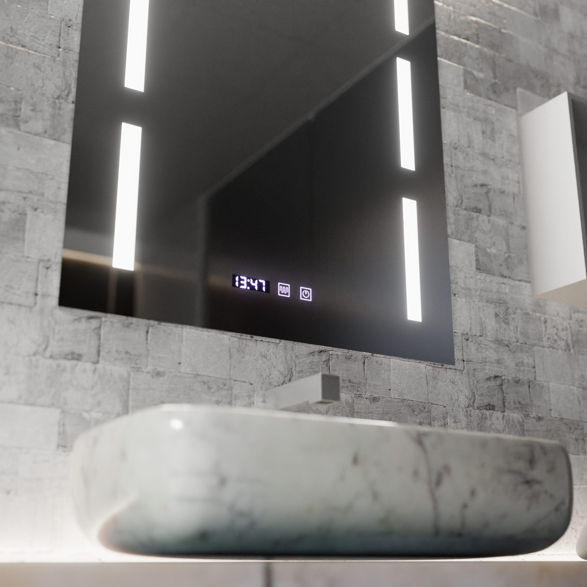 Mirror LED Touch Erich S86/60X80 Defogging System, Clock and Temperature 60x80 cm Mirrors Korman S Default Title Alessandro Design