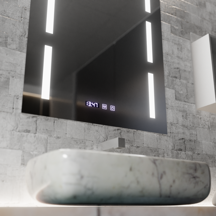 Mirror LED Touch Erich S86/60X80 Defogging System, Clock and Temperature 60x80 cm Mirrors Korman S Default Title Alessandro Design