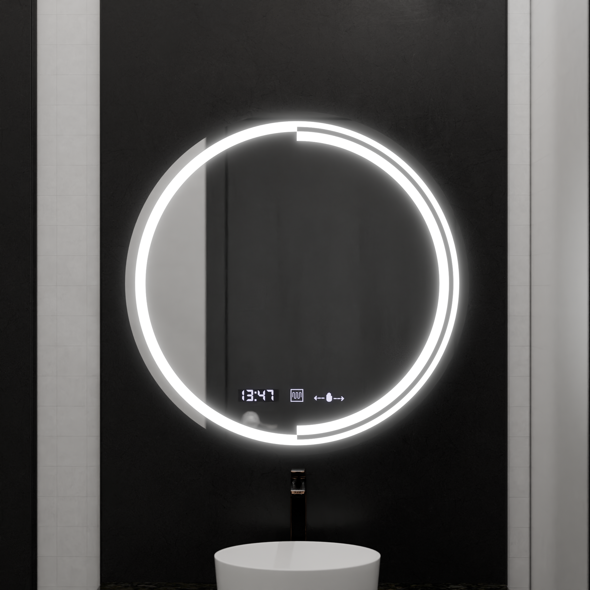 LED Round Mirror, 60cm, MotionGlow Sensor Consuel Marcello, De-fogging System, Clock & Thermometer, Dimable Mirrors Marcello Default Title Alessandro Design
